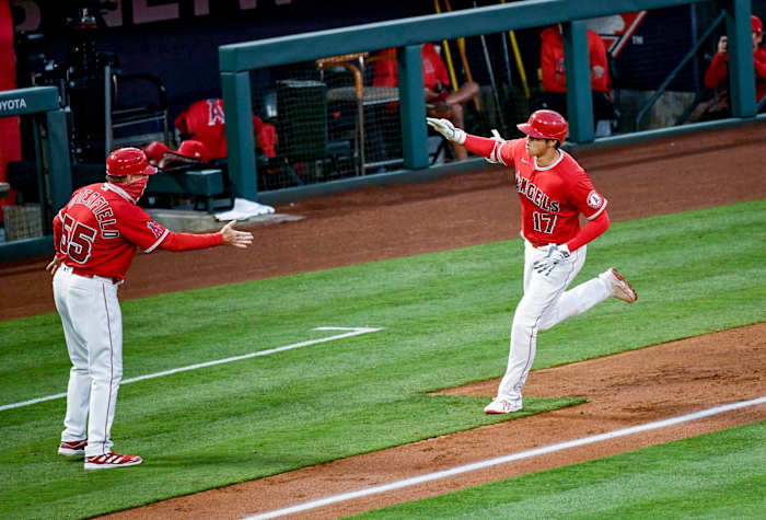 Shohei Ohtani running the bases during a game